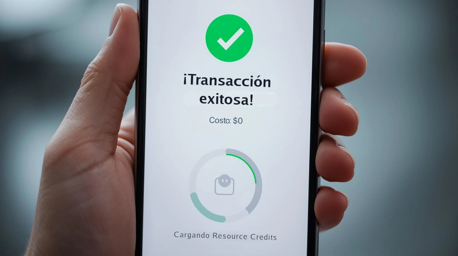 Gráfico de una transacción rápida y sin comisiones en Hive Blockchain, ilustrando el concepto de Resource Credits (RC) y su recarga, simbolizando eficiencia y ahorro